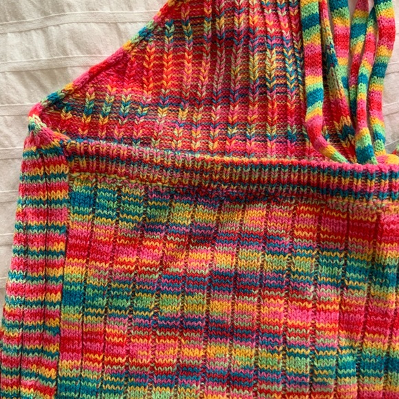 Multi coloured knit cropped halter top, size small. - Picture 3 of 4